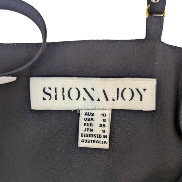 Shona Joy Avery Knot Front Mini Dress Womens 6 Black White Polka Dot Sleeveless - Picture 8 of 13